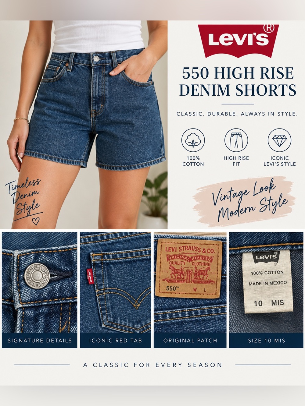 Levi’s 550 High Rise Jean Shorts – Size 10 MIS